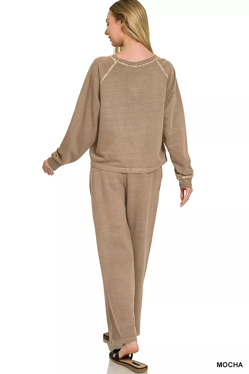 Zenana Washed F/terry Round Neck Pullover & Pants Set sold by Charming Charlie product image thumbnail 4
