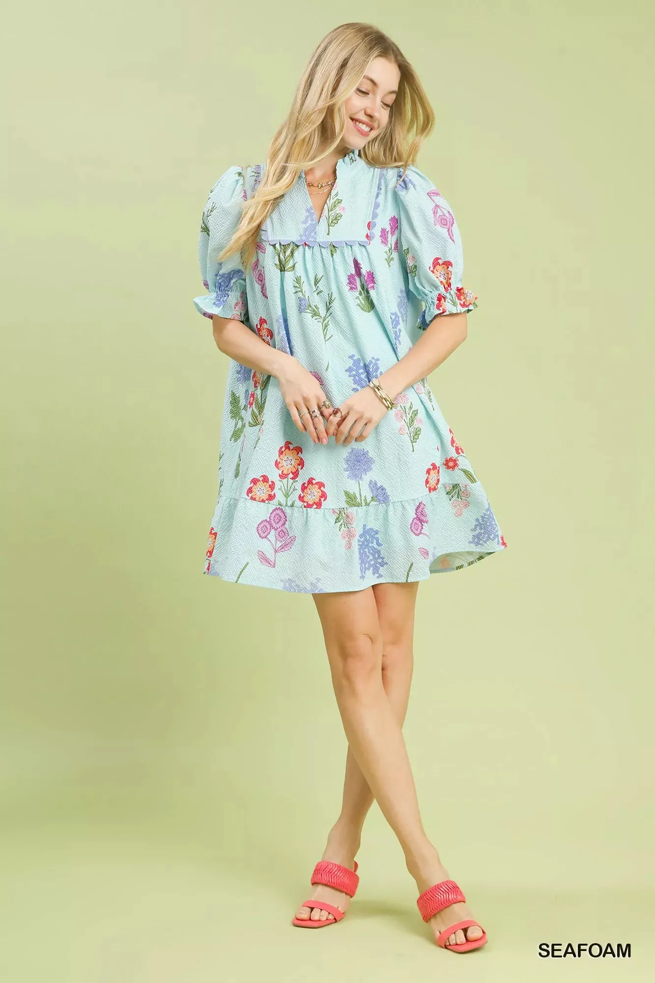 Umgee Multi Flower Print V-Neck Dress sold by Charming Charlie product image thumbnail 5