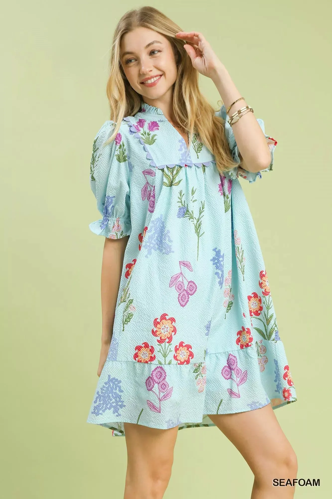 Umgee Multi Flower Print V-Neck Dress sold by Charming Charlie product image thumbnail 2