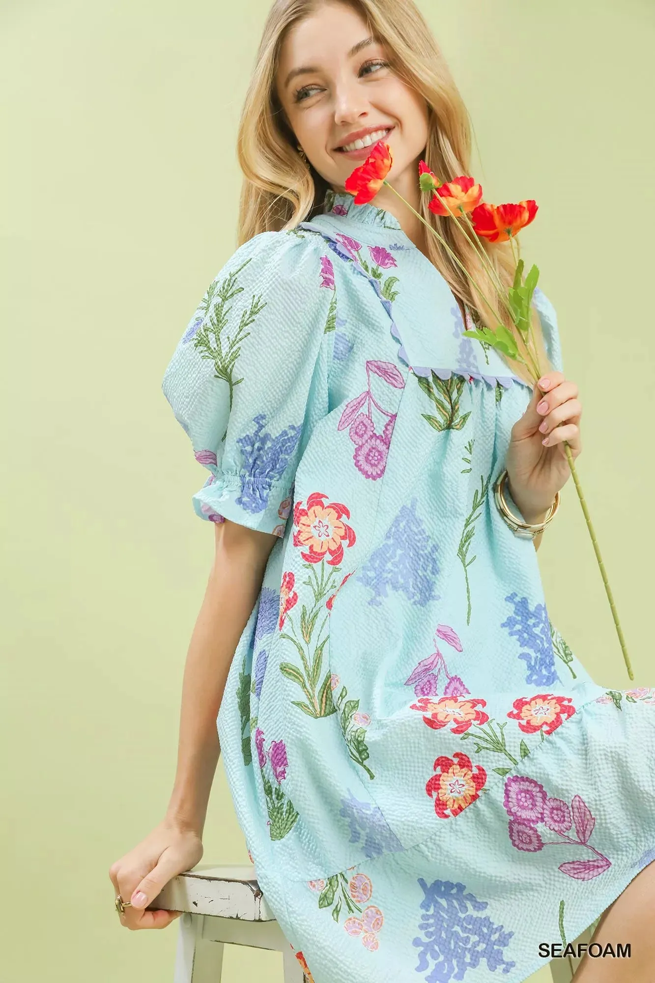 Umgee Multi Flower Print V-Neck Dress sold by Charming Charlie product image thumbnail 4