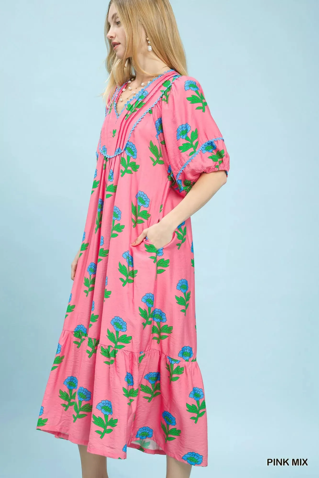 Umgee Floral Print Midi Dress sold by Charming Charlie product image thumbnail 2