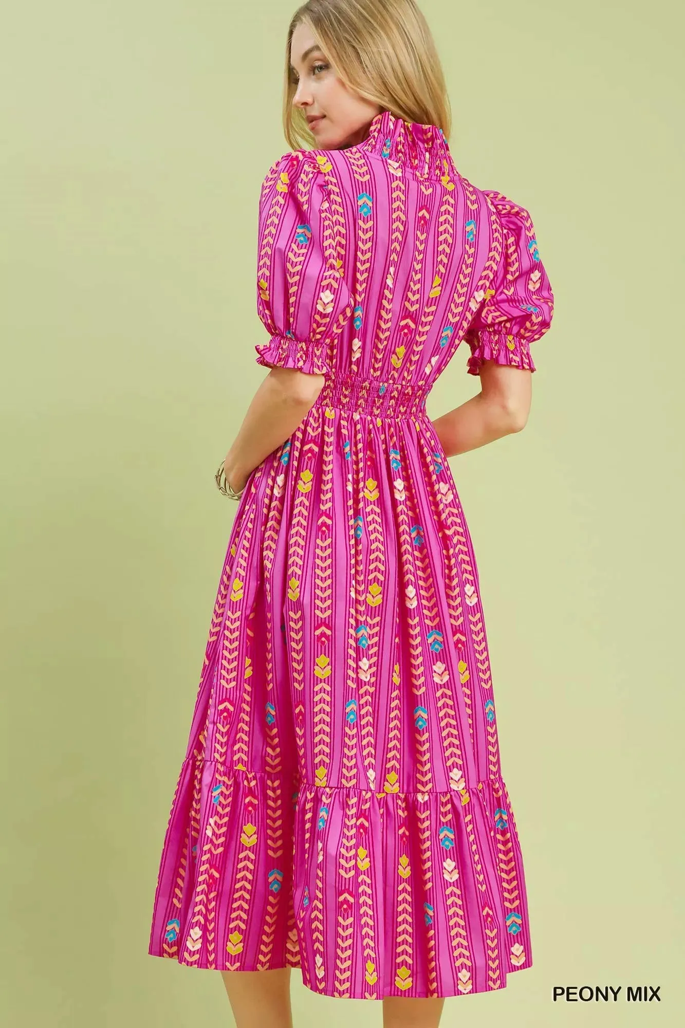 Umgee Vibrant Ruffle Smocked Midi Dress sold by Charming Charlie product image thumbnail 2