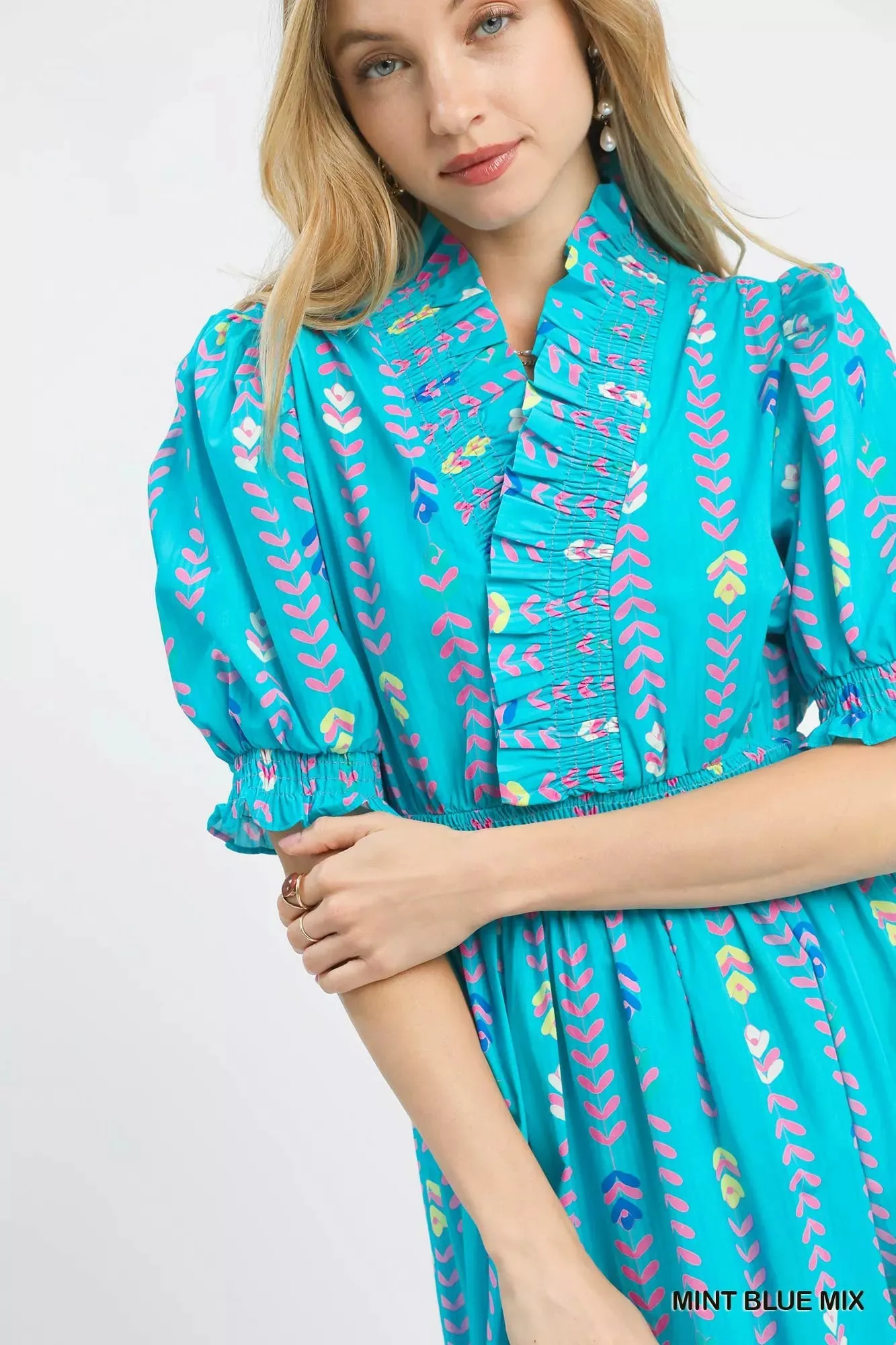 Umgee Vibrant Ruffle Smocked Midi Dress sold by Charming Charlie product image thumbnail 3