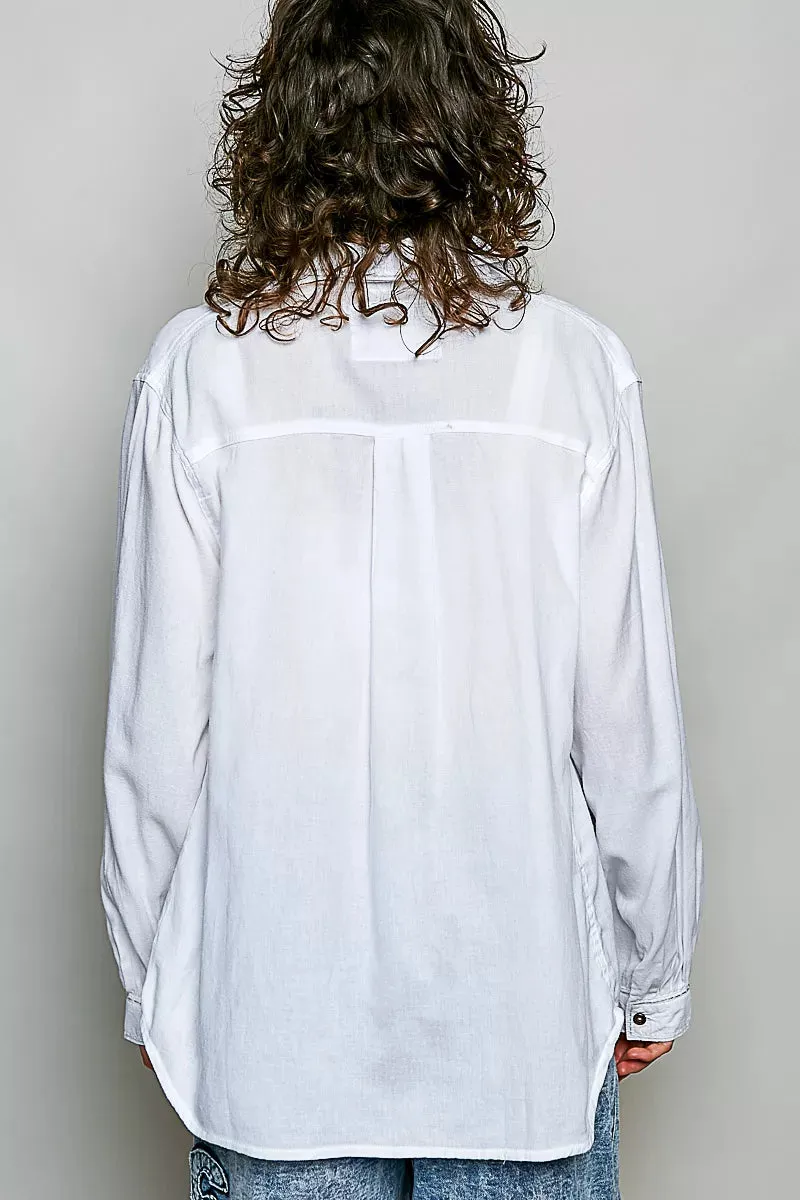 POL Washed Textured Cotton Western Button Front Shirt sold by Charming Charlie product image thumbnail 3