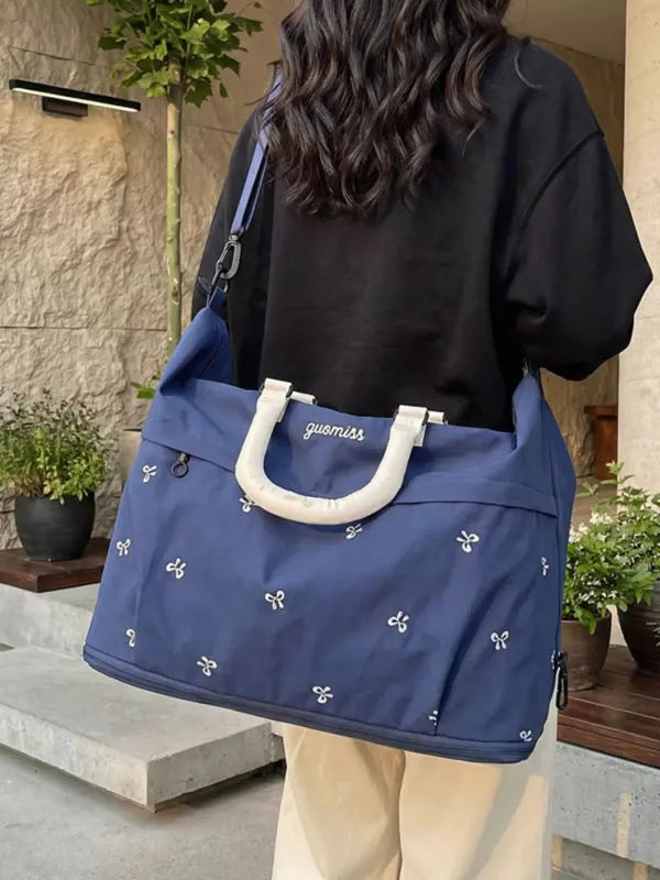 Bow Embroidered Travel Bag made by Trendsi