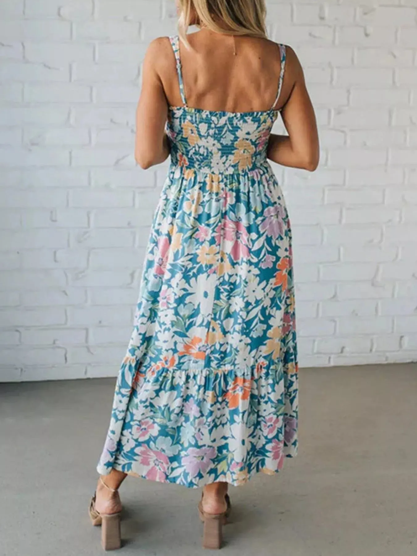 Floral Smocked Square Neck Midi Dress sold by Charming Charlie product image thumbnail 4