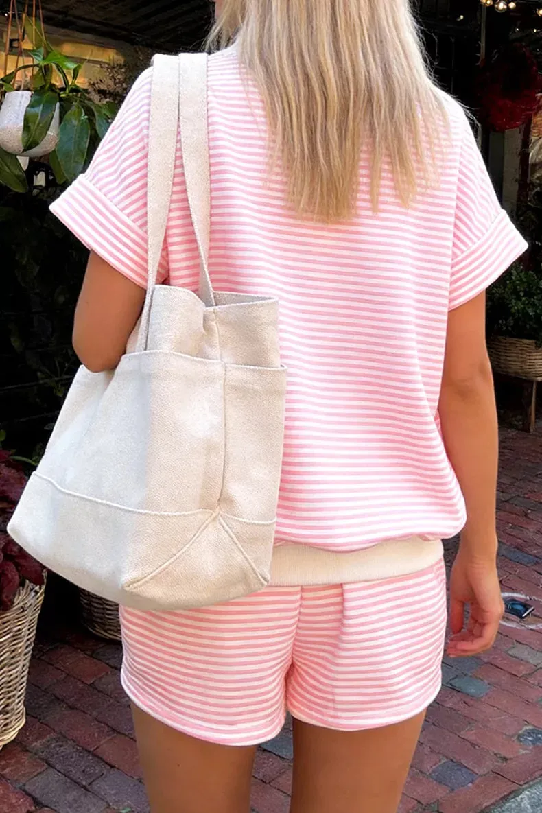 Full Size Striped Round Neck Tee and Shorts Set Plus Size sold by Charming Charlie product image thumbnail 2