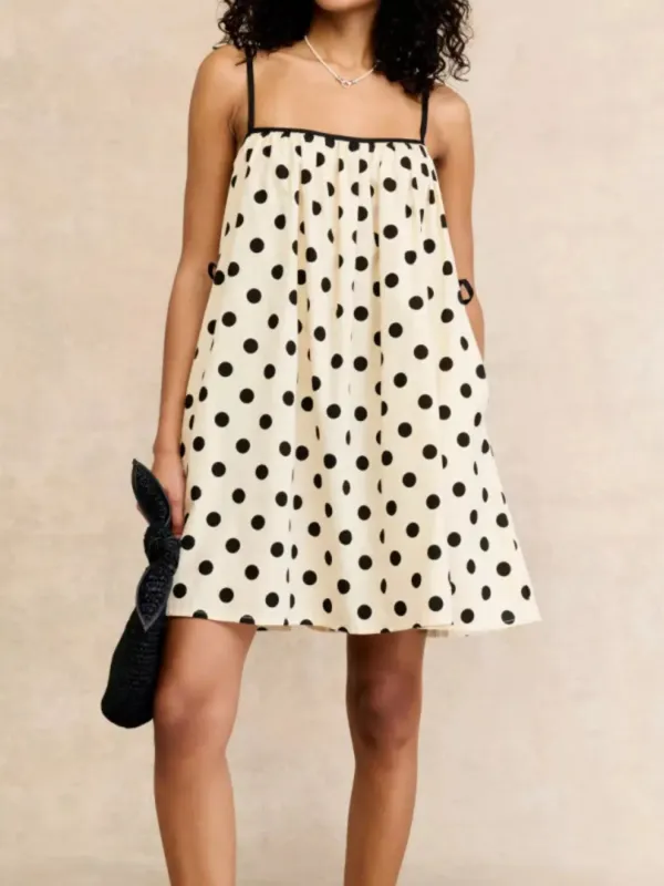 Polka Dot Spaghetti Strap Mini Dress made by Trendsi