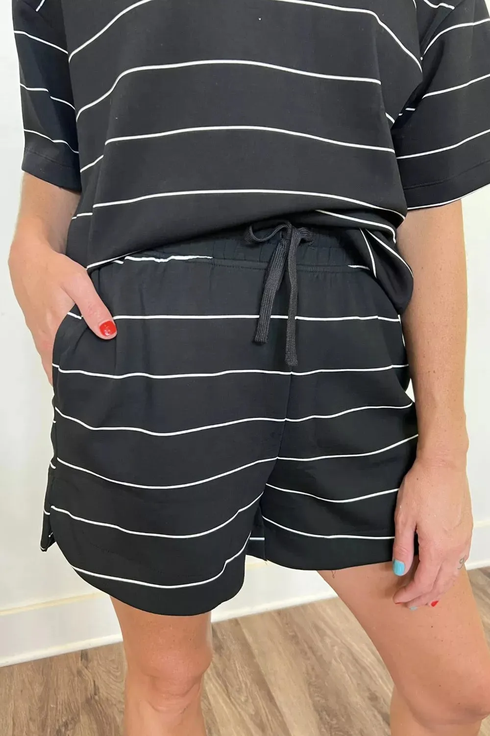 Striped Round Neck Top and Drawstring Shorts Set sold by Charming Charlie product image thumbnail 4