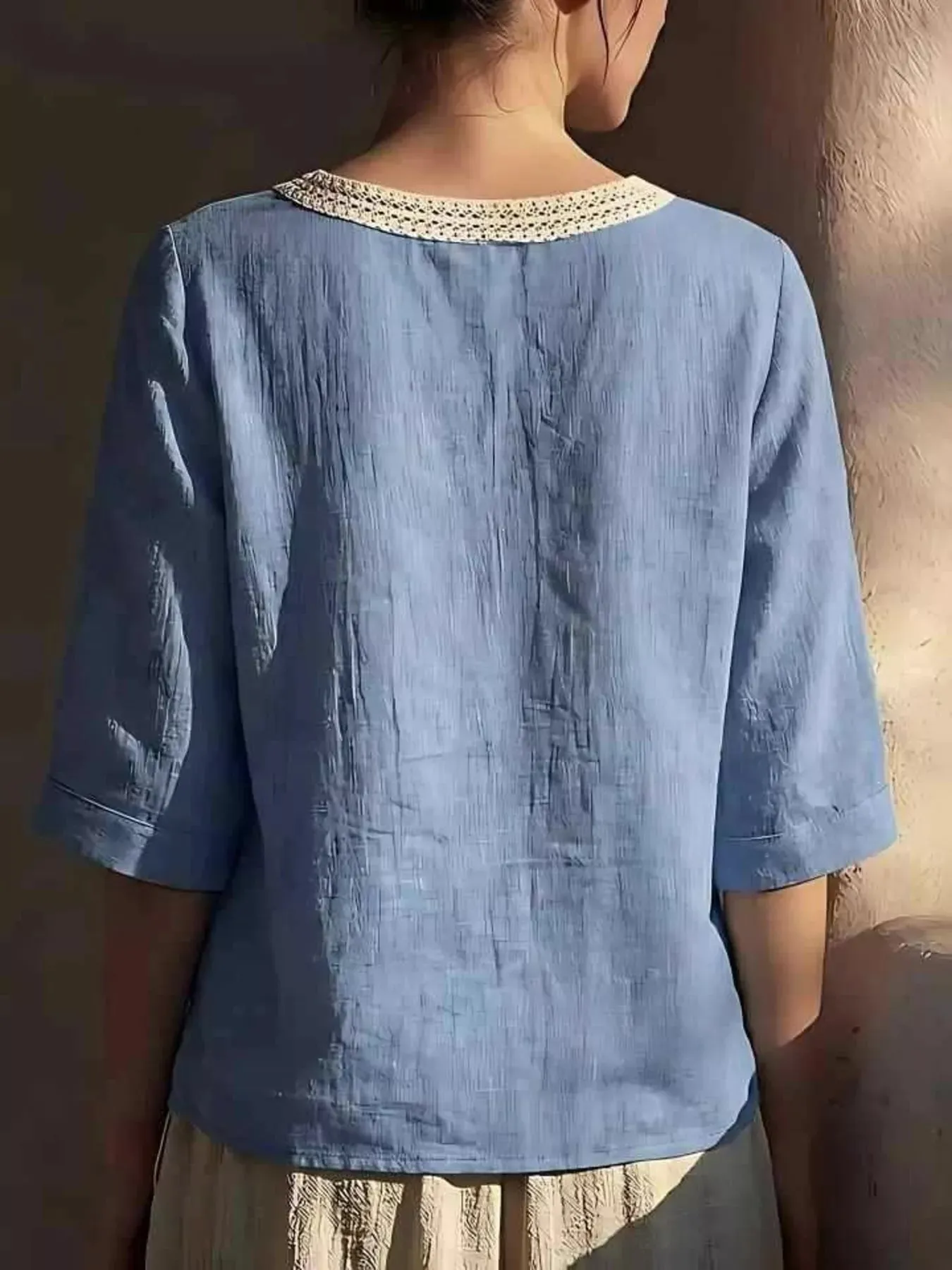Full Size Lace Trim Short Sleeve Blouse Plus Size sold by Charming Charlie product image thumbnail 2