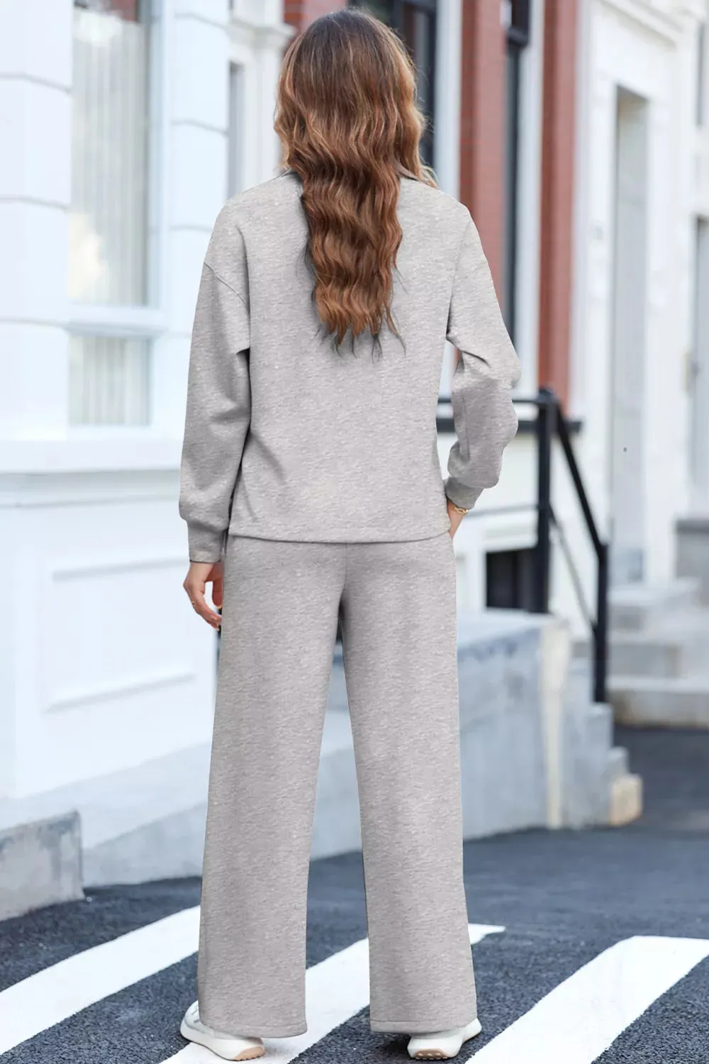 Solid Color V Neck Top and High Waist Pants Set sold by Charming Charlie product image thumbnail 5