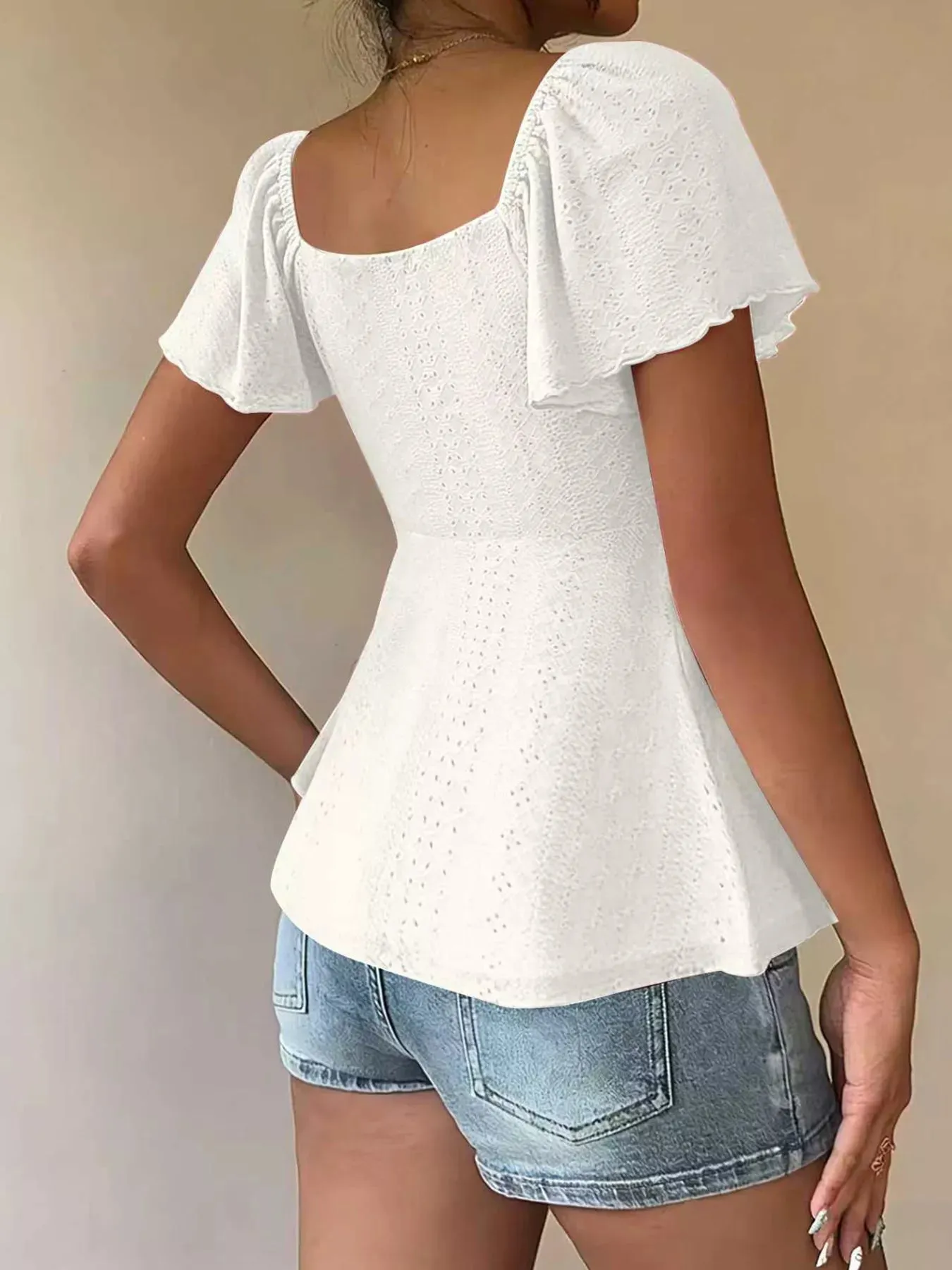 Sweetheart Neck Flutter Sleeve Top sold by Charming Charlie product image thumbnail 3