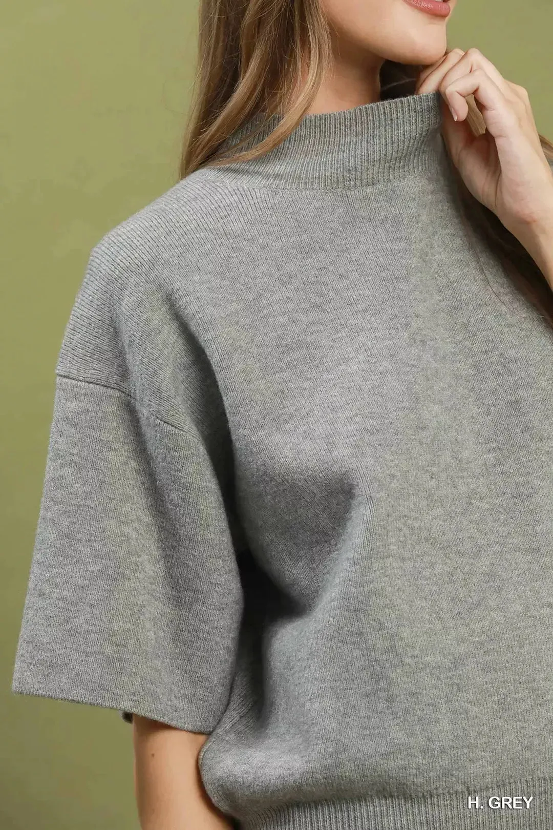 Umgee Mock Neck Short Sleeve Knit Sweater Top sold by Charming Charlie product image thumbnail 4