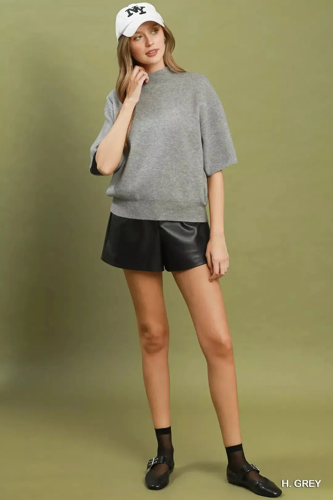 Umgee Mock Neck Short Sleeve Knit Sweater Top sold by Charming Charlie product image thumbnail 5