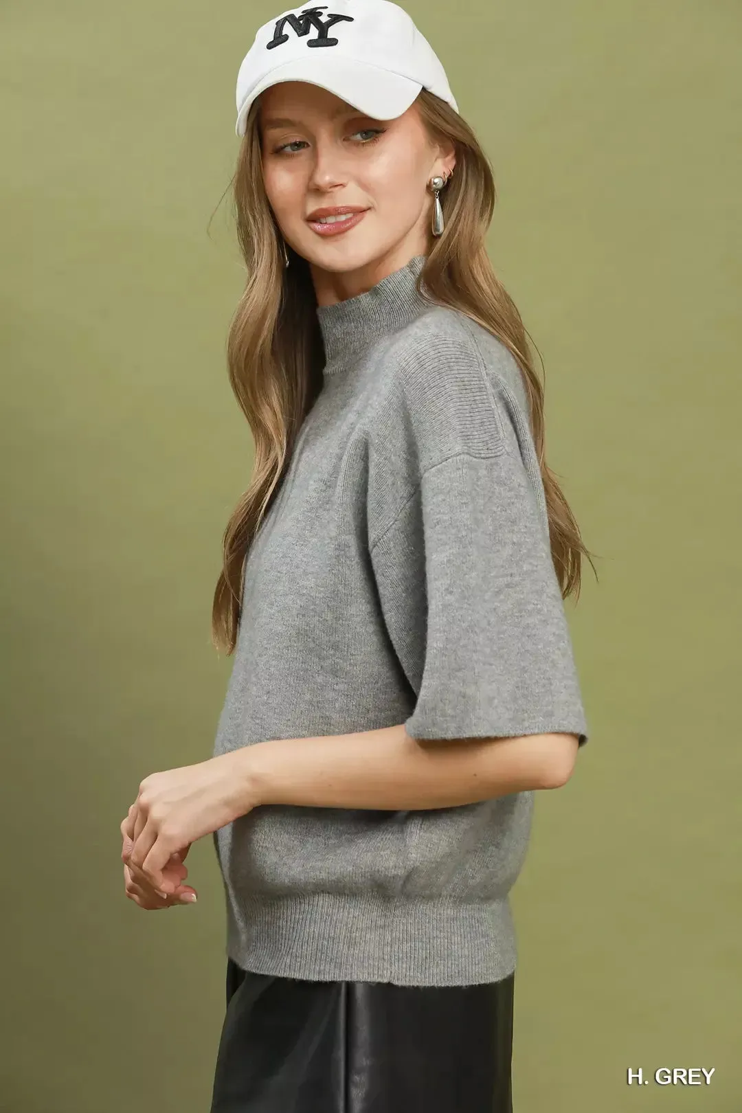 Umgee Mock Neck Short Sleeve Knit Sweater Top sold by Charming Charlie product image thumbnail 2