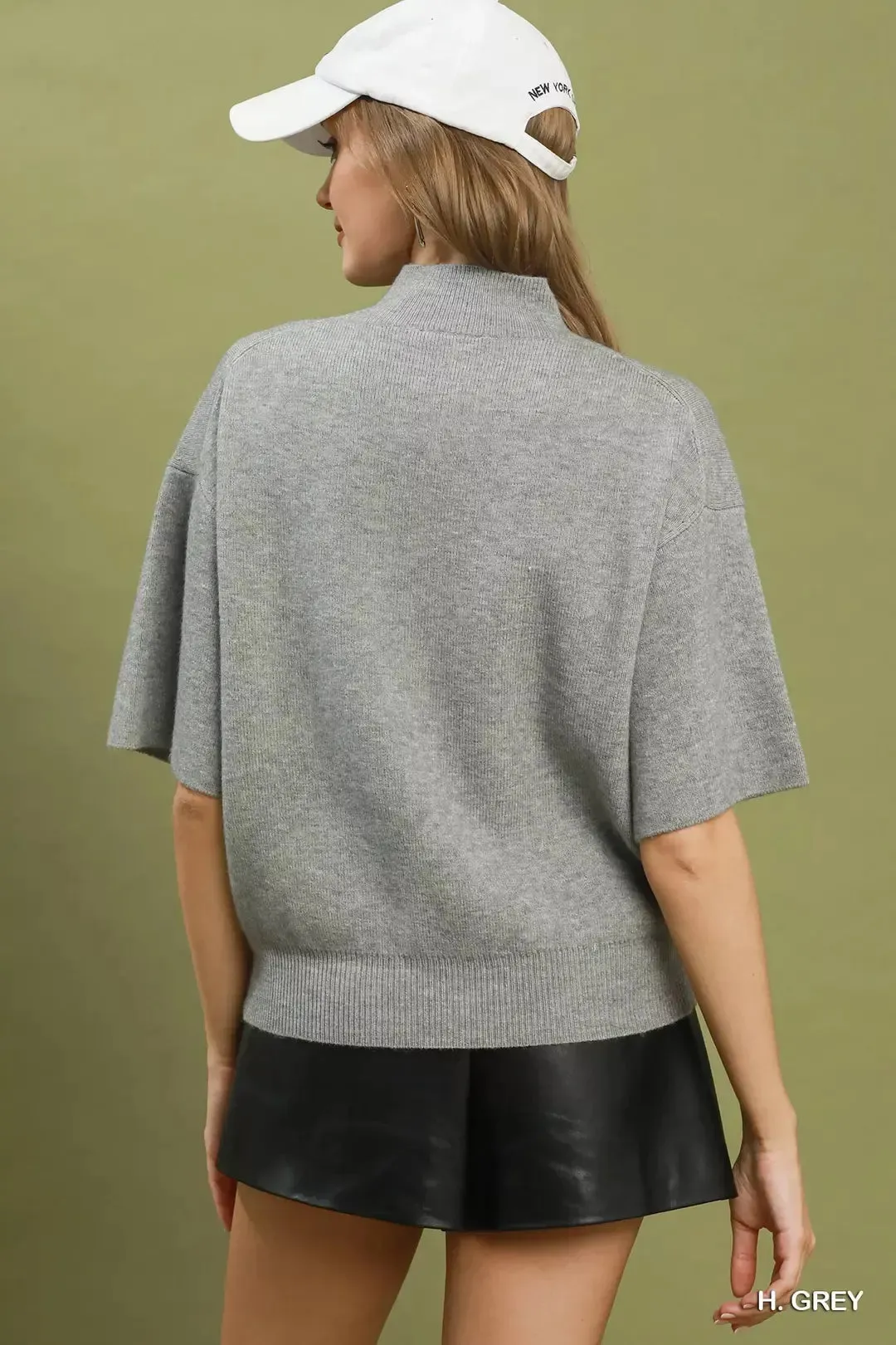 Umgee Mock Neck Short Sleeve Knit Sweater Top sold by Charming Charlie product image thumbnail 3