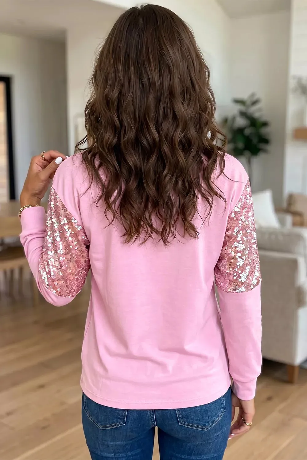 Long Sleeve Sequin Round Neck Pullover Top sold by Charming Charlie product image thumbnail 5