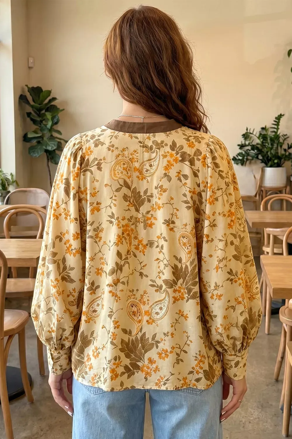 Paisley Print Tie Neck Long Sleeve Shift Top sold by Charming Charlie product image thumbnail 2