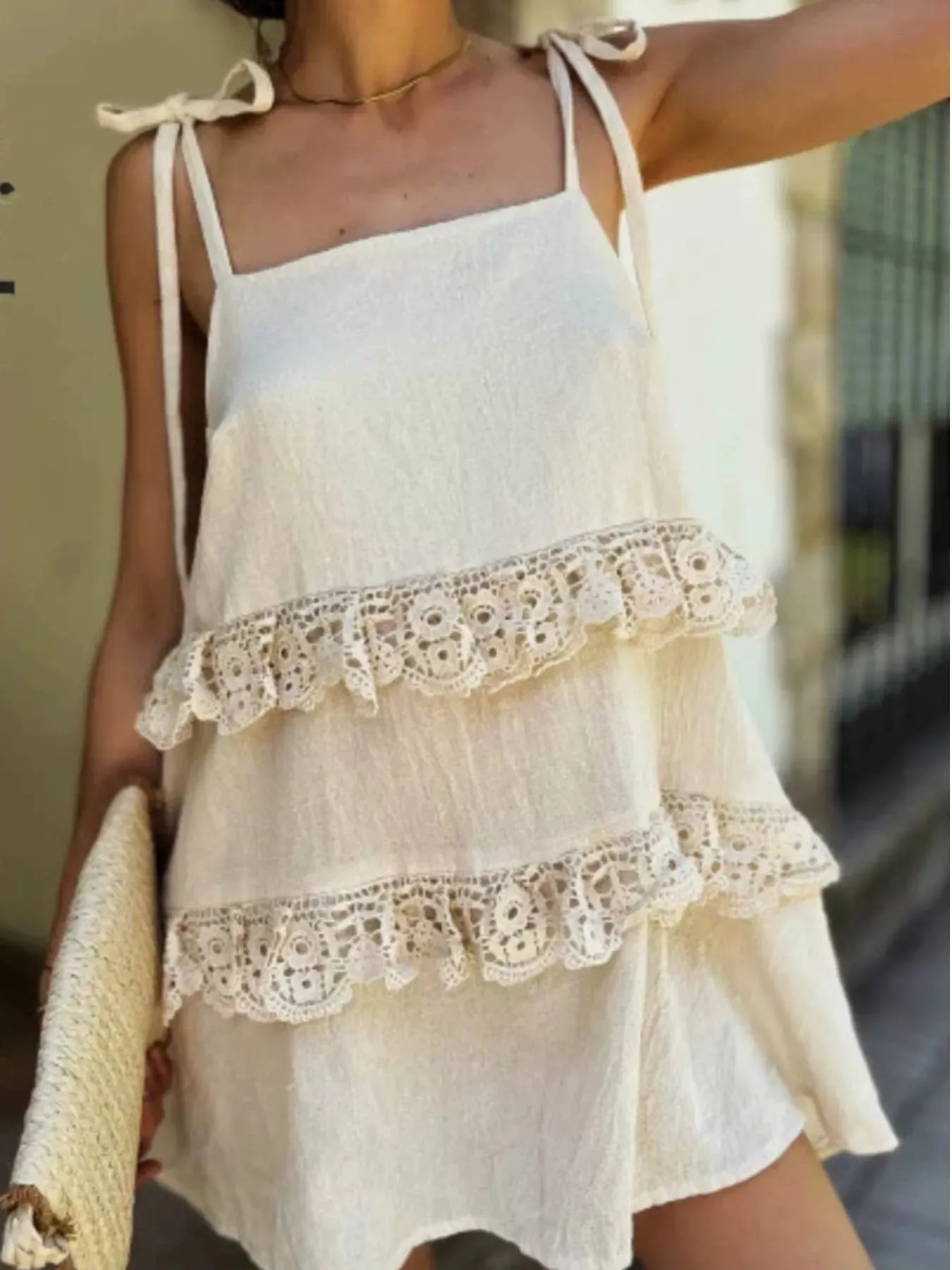 Lace Trim Spaghetti Strap Dress sold by Charming Charlie product image thumbnail 4