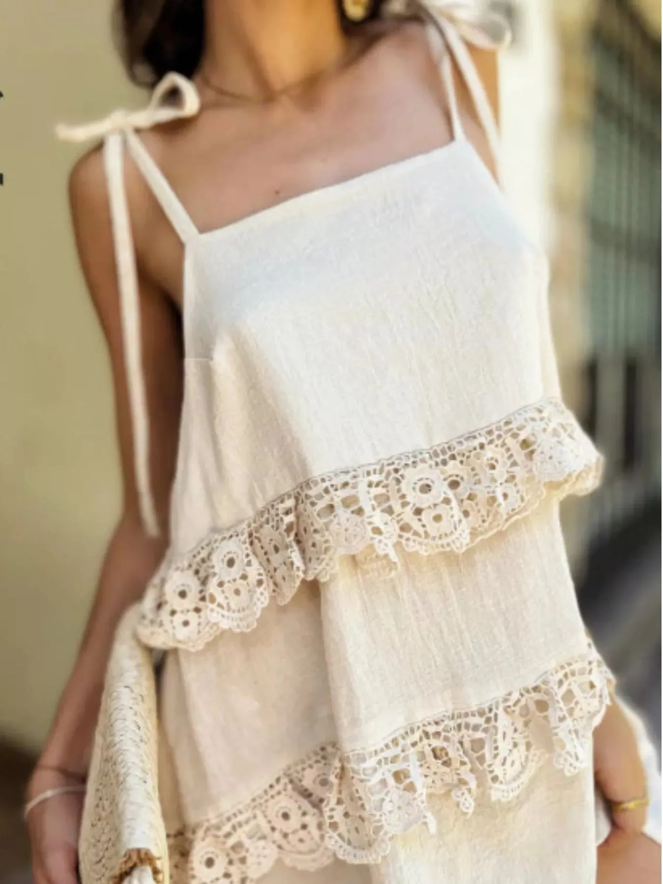 Lace Trim Spaghetti Strap Dress sold by Charming Charlie product image thumbnail 2