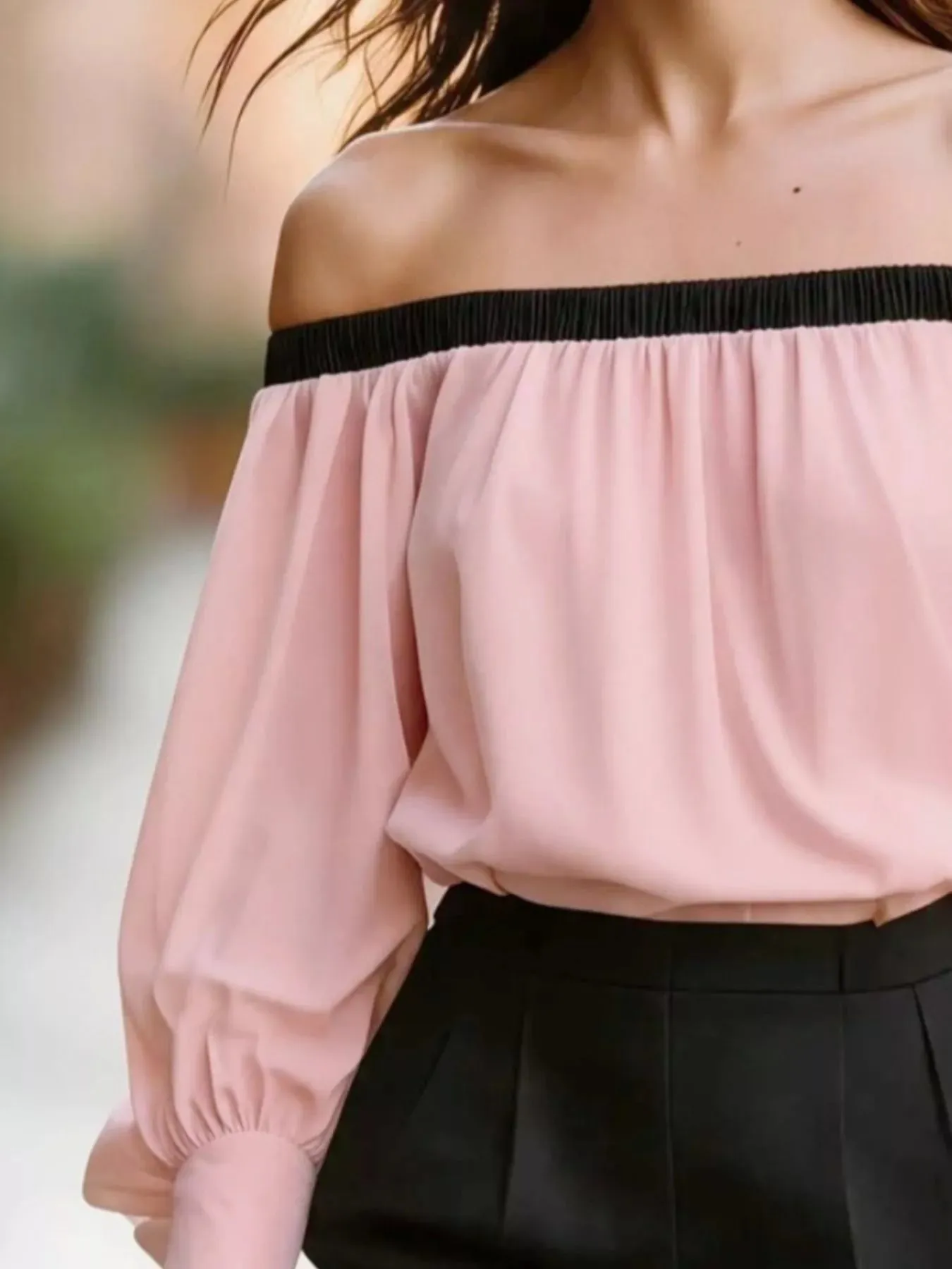 Off Shoulder Lantern Sleeve Blouse sold by Charming Charlie product image thumbnail 4