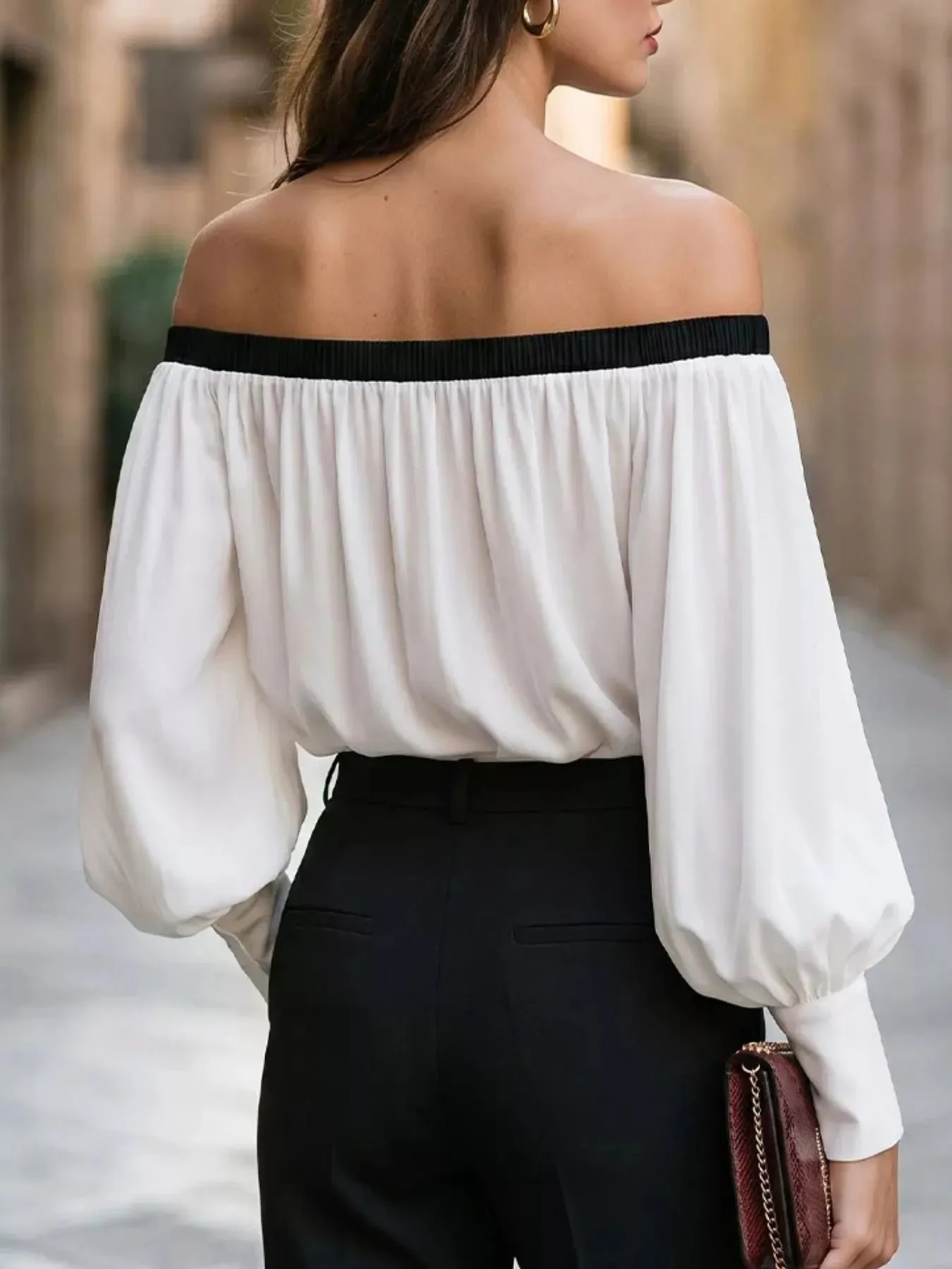Off Shoulder Lantern Sleeve Blouse sold by Charming Charlie product image thumbnail 2