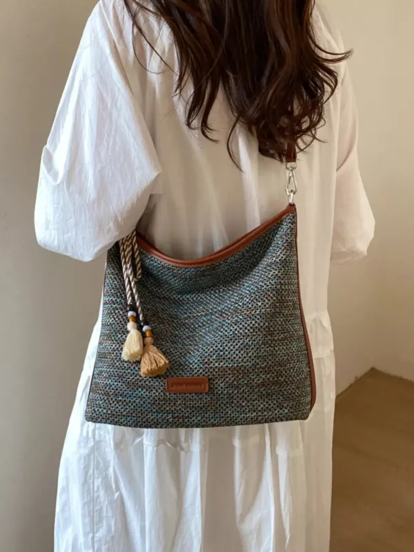 Tassel Woven Crossbody Bag made by Trendsi