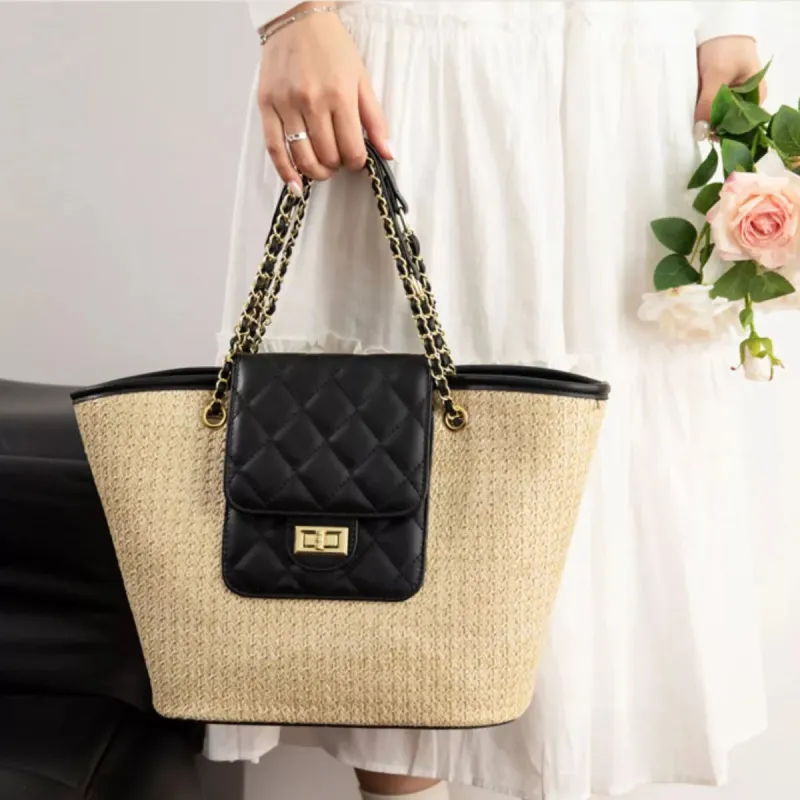 Woven Straw Shoulder Bag made by Trendsi