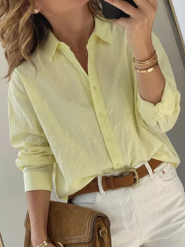 Button Up Long Sleeve Shirt made by Trendsi