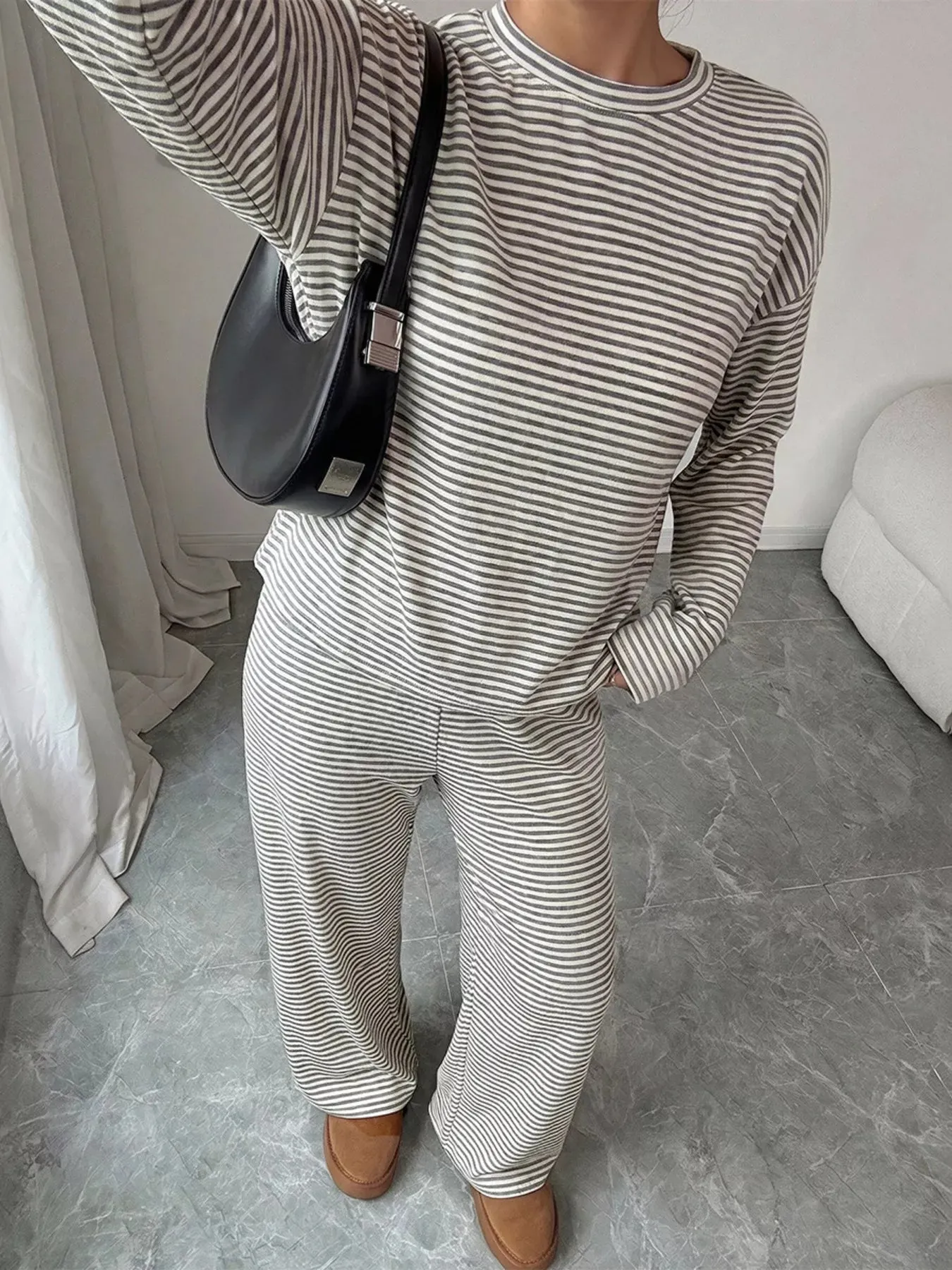 Striped Round Neck Top and Pants Set sold by Charming Charlie product image thumbnail 3