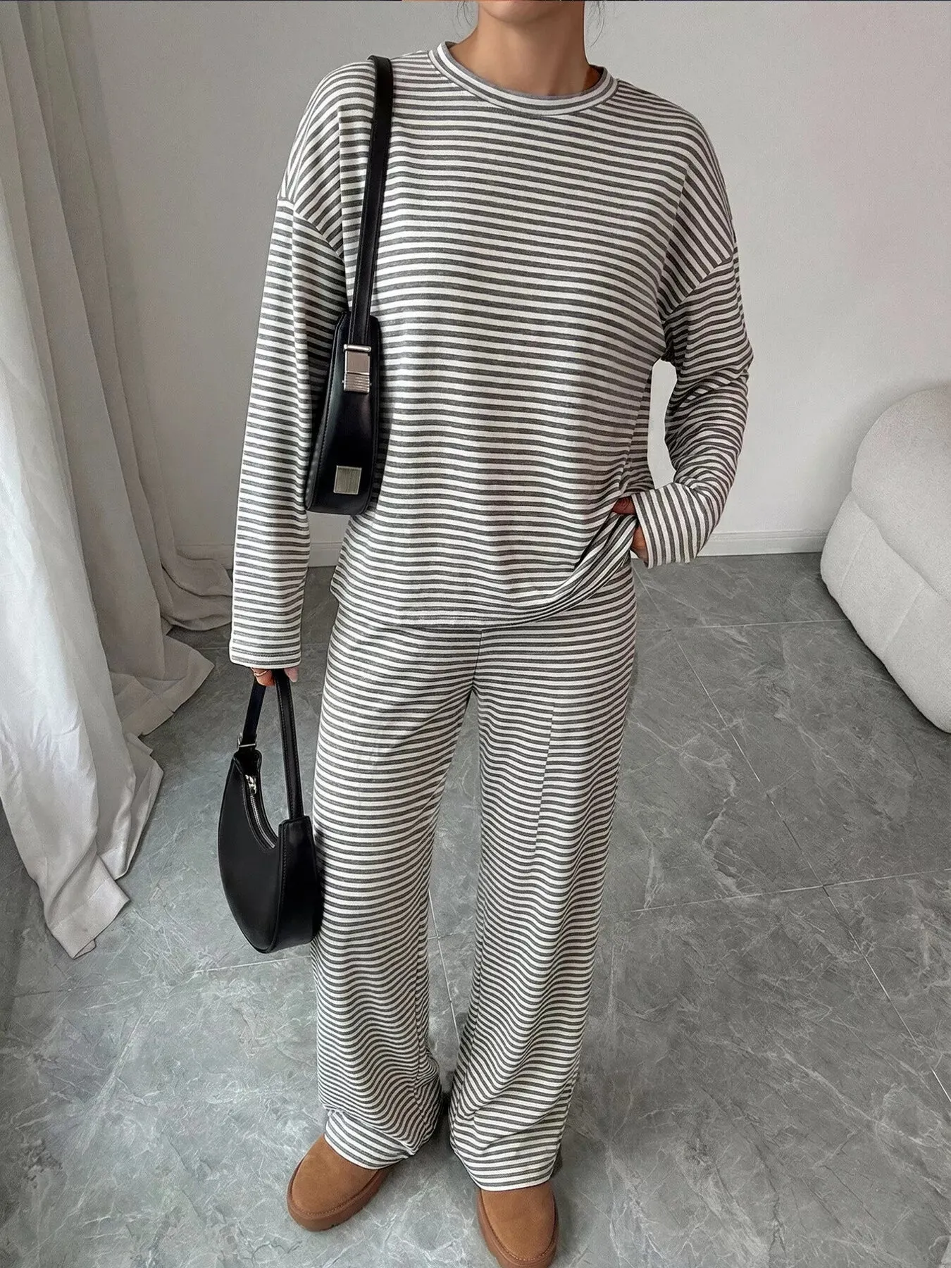 Striped Round Neck Top and Pants Set sold by Charming Charlie product image thumbnail 4
