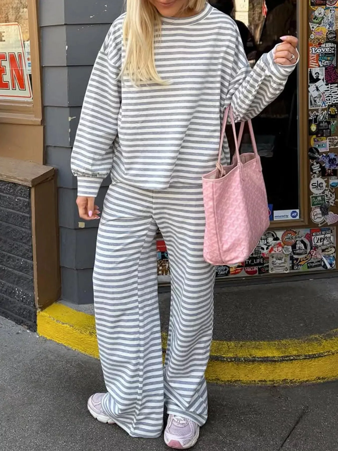 Striped Round Neck Top and Pants Set sold by Charming Charlie product image thumbnail 2