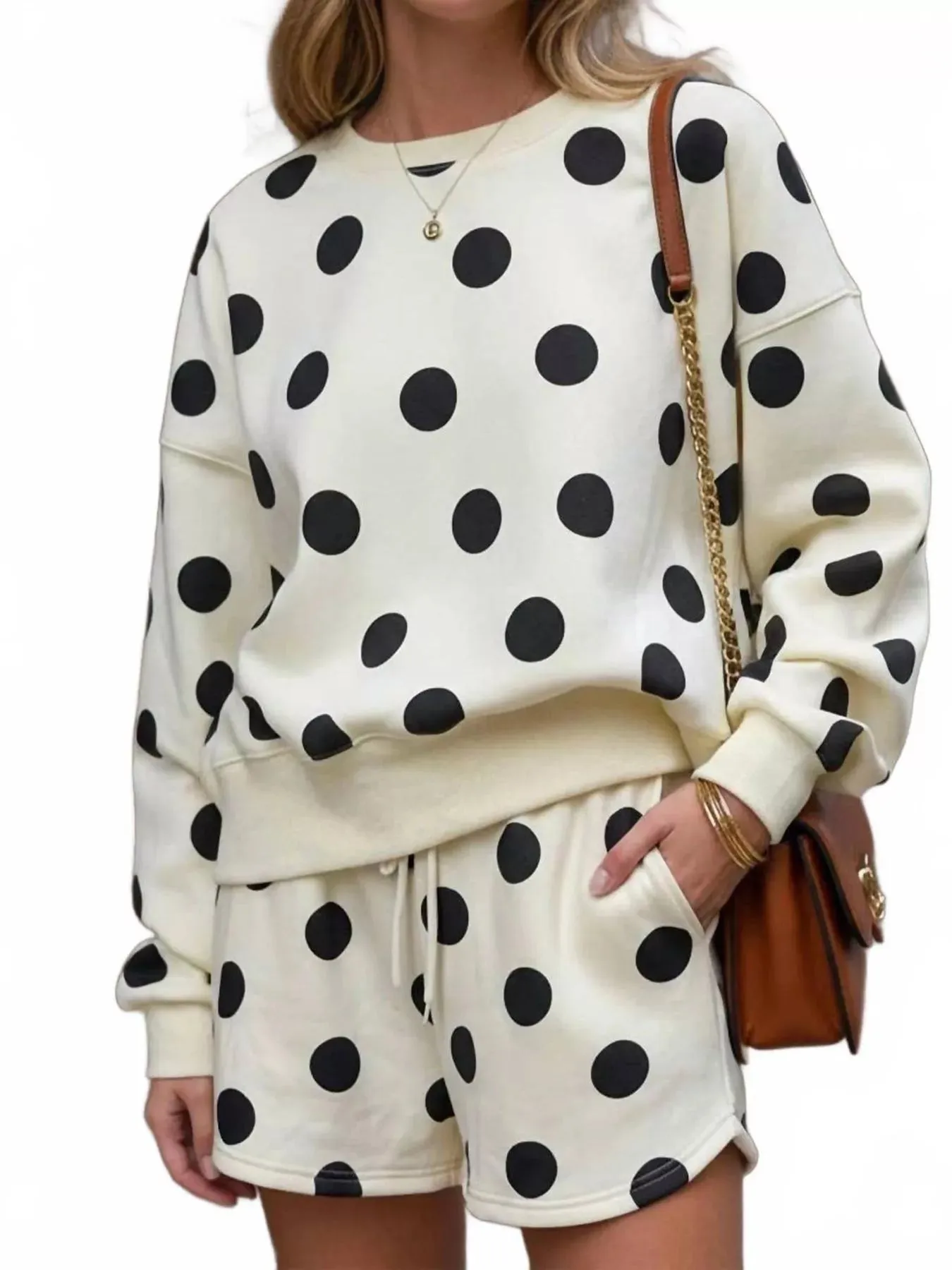 Polka Dot Crewneck Sweatshirt and Shorts Set sold by Charming Charlie product image thumbnail 5