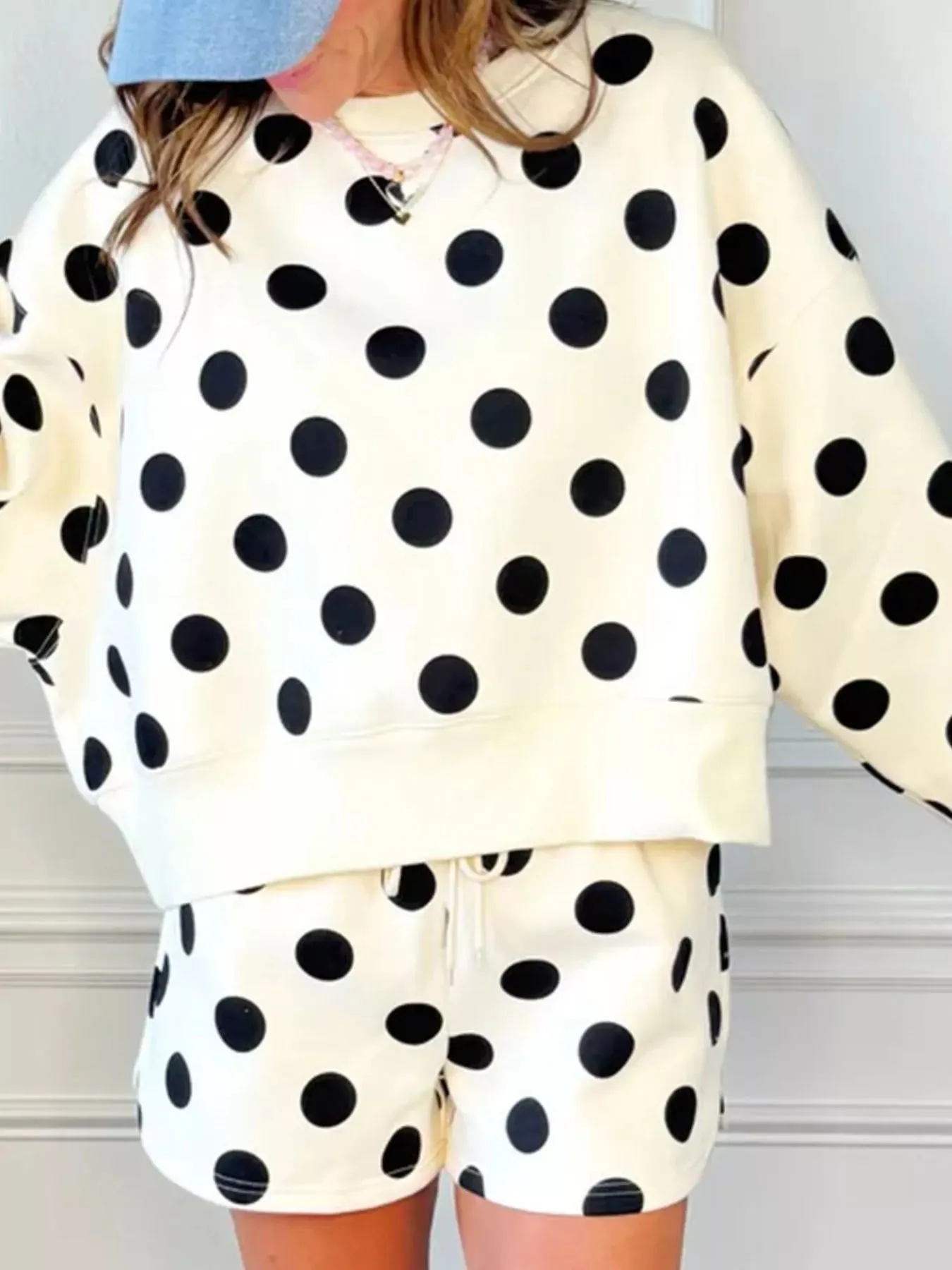 Polka Dot Crewneck Sweatshirt and Shorts Set sold by Charming Charlie product image thumbnail 3