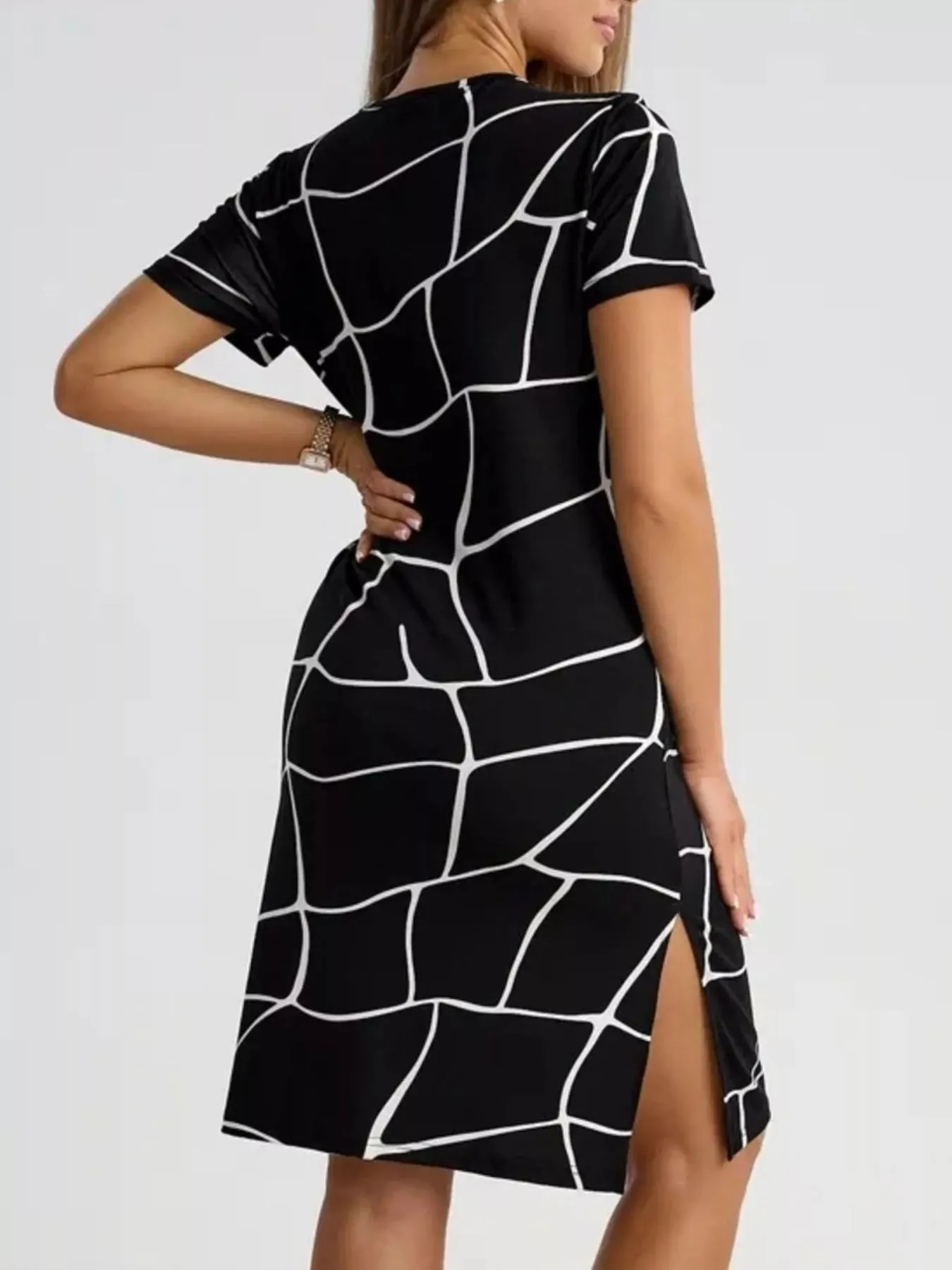 Full Size Geometric Print Midi Dress with Side Slit Plus Size sold by Charming Charlie product image thumbnail 3