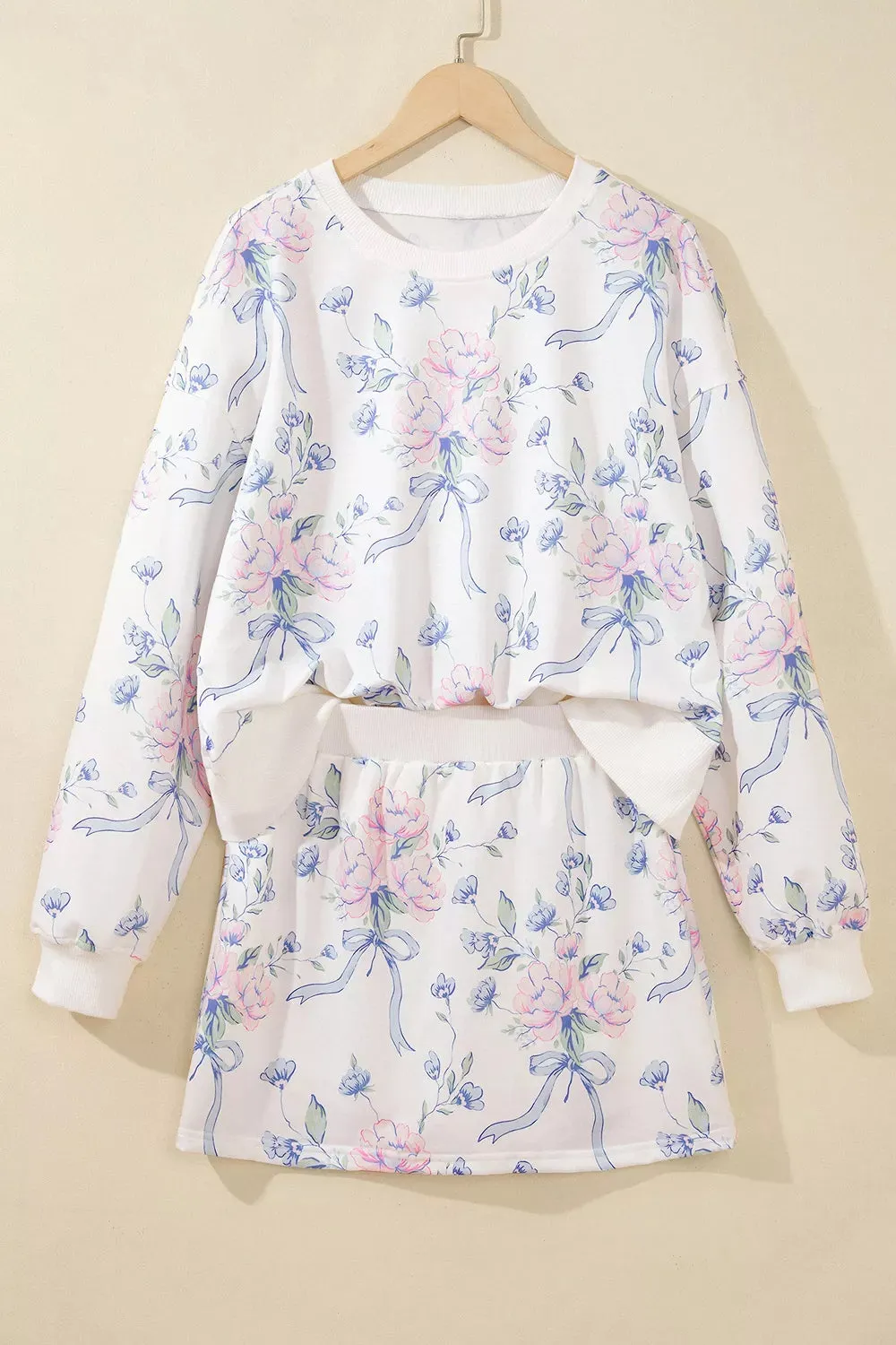 Floral Print Long Sleeve Top Elastic Waist Skort Two Piece Set sold by Charming Charlie product image thumbnail 5