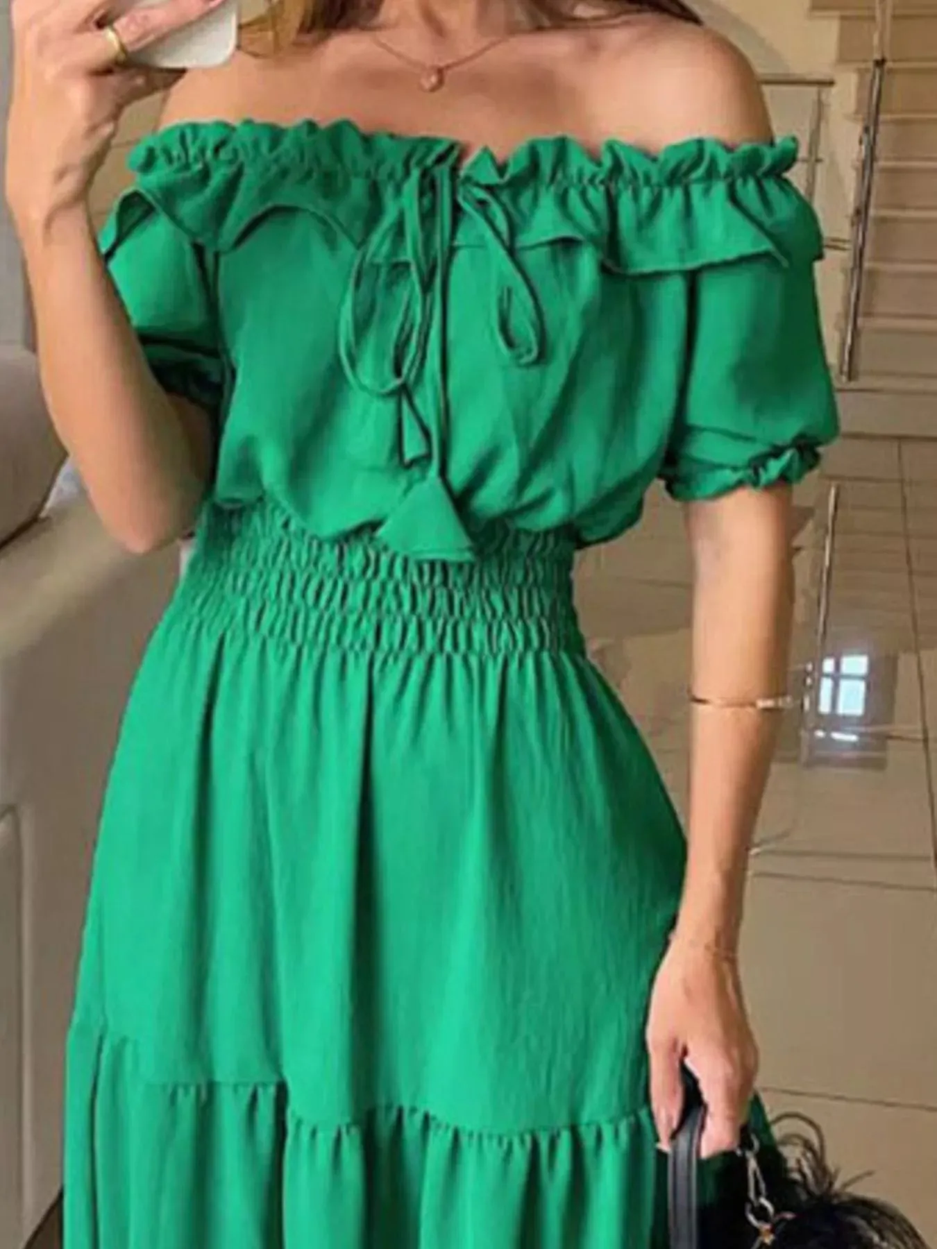 Off-Shoulder Ruffled Tiered Maxi Dress sold by Charming Charlie product image thumbnail 2