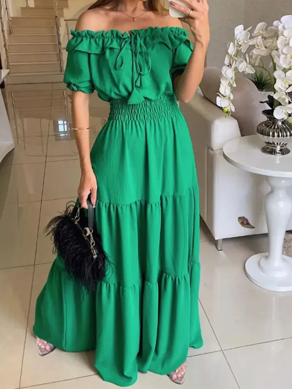 Off-Shoulder Ruffled Tiered Maxi Dress made by Trendsi