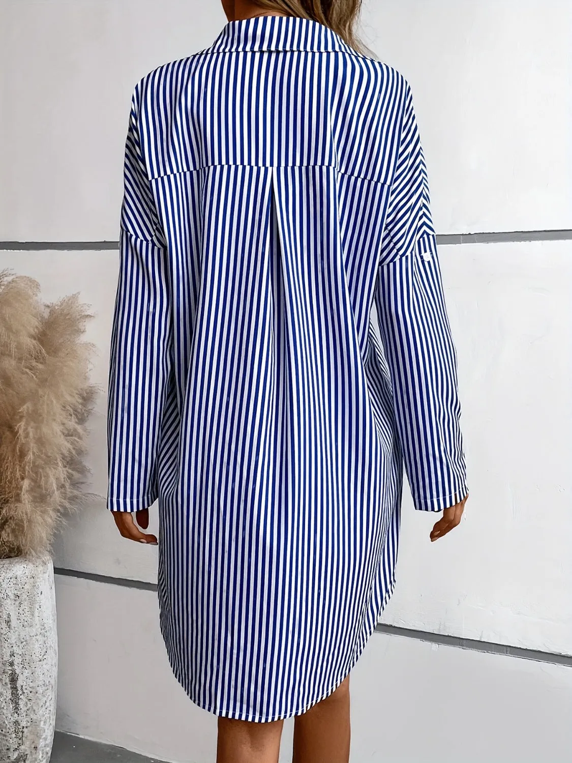 Striped Button Up Long Sleeve Mini Shirt Dress sold by Charming Charlie product image thumbnail 2