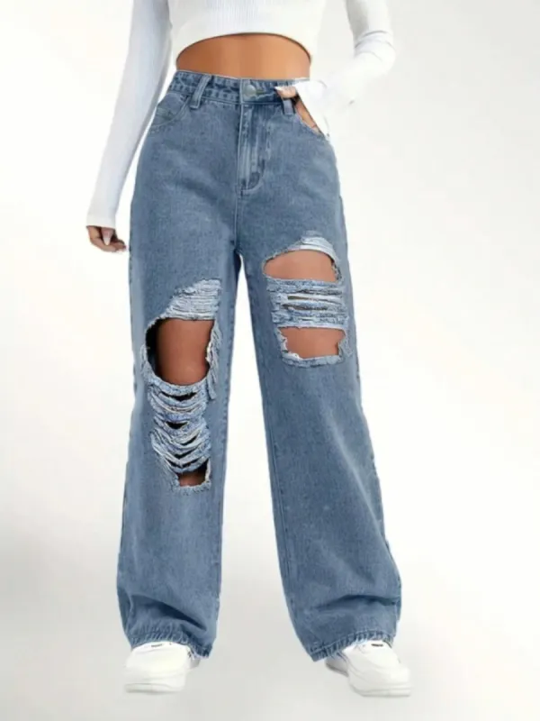 Distressed Wide Leg Jeans sold by Charming Charlie