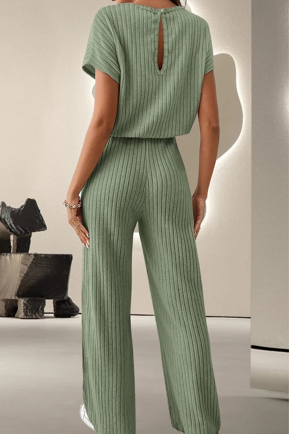 Round Neck Short Sleeve Jumpsuit sold by Charming Charlie product image thumbnail 3