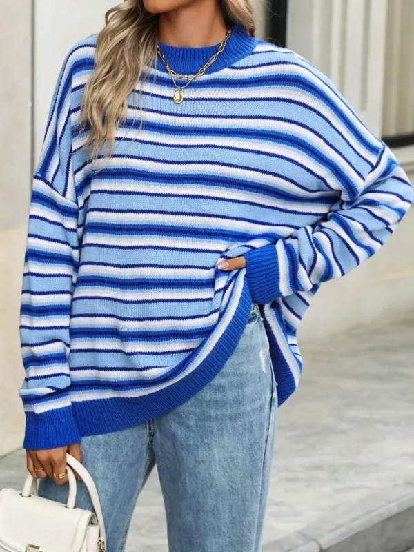 Striped Mock Neck Long Sleeve Sweater sold by Charming Charlie