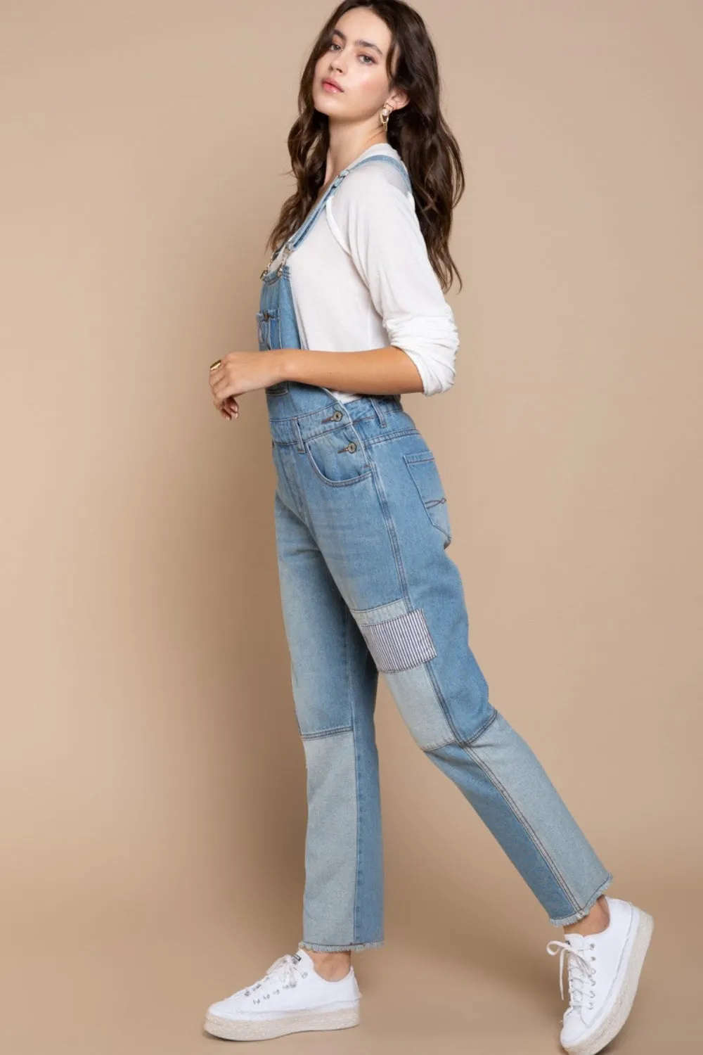 POL Front Chest Zipper Slim Leg Denim Overalls sold by Charming Charlie product image thumbnail 5
