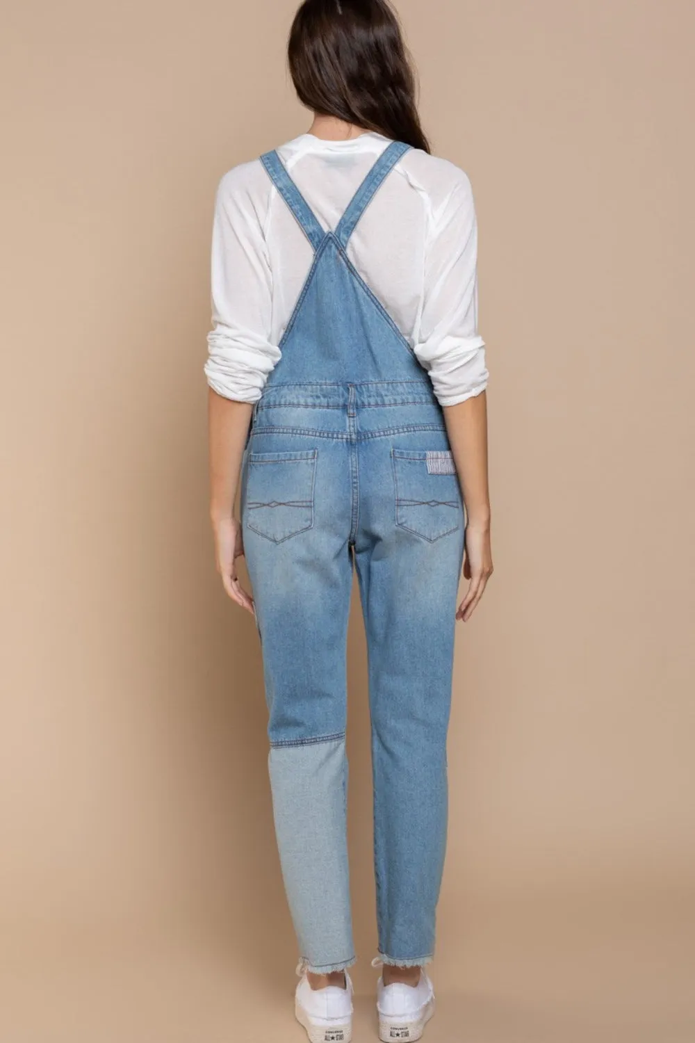 POL Front Chest Zipper Slim Leg Denim Overalls sold by Charming Charlie product image thumbnail 2
