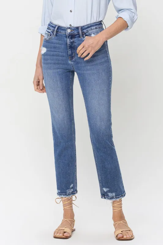 Lovervet High Rise Raw Hem Straight Jeans sold by Charming Charlie