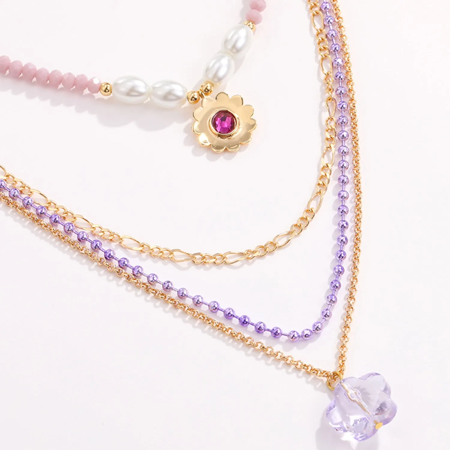 Layered Flower Pendant Necklace sold by Charming Charlie product image thumbnail 3