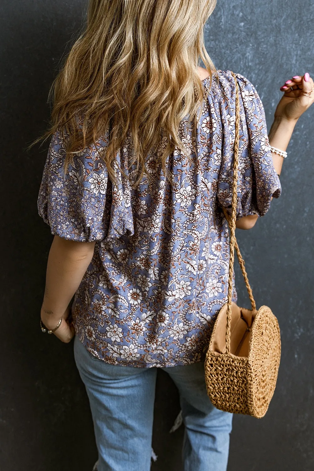 Printed Tie Neck Half Sleeve Blouse sold by Charming Charlie product image thumbnail 5