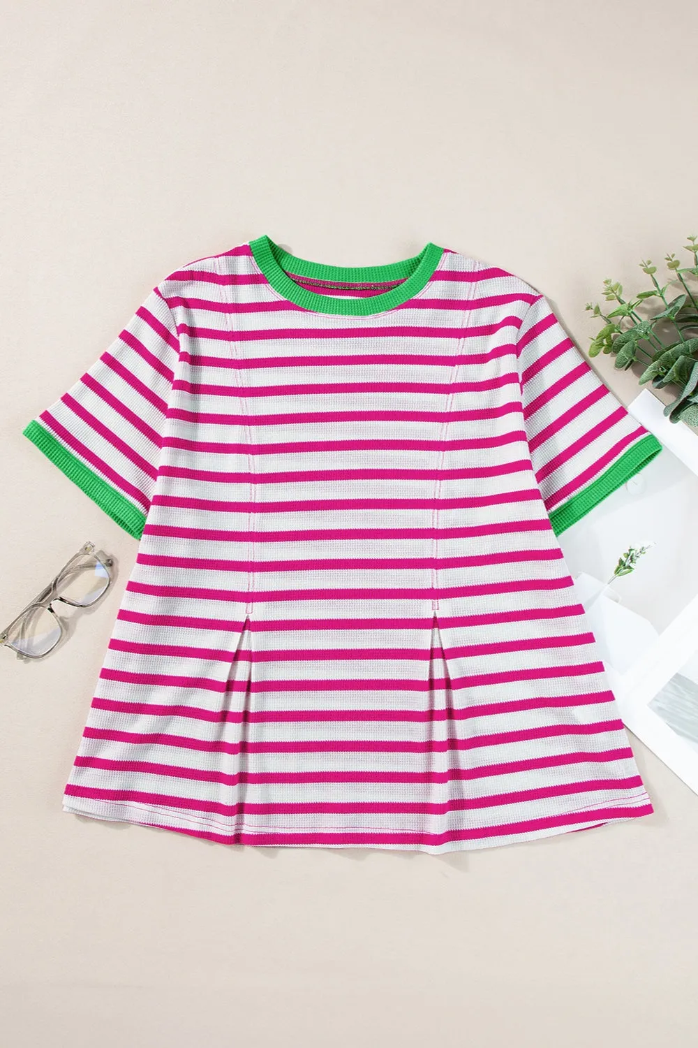 Striped Round Neck Short Sleeve T-Shirt sold by Charming Charlie product image thumbnail 2