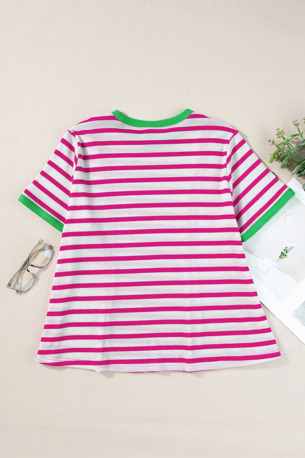 Striped Round Neck Short Sleeve T-Shirt sold by Charming Charlie product image thumbnail 3