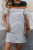 Striped Round Neck Short Sleeve Mini Dress sold by Charming Charlie